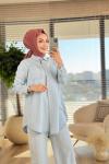 5503 İki Cepli Tencel Tunik Mavi